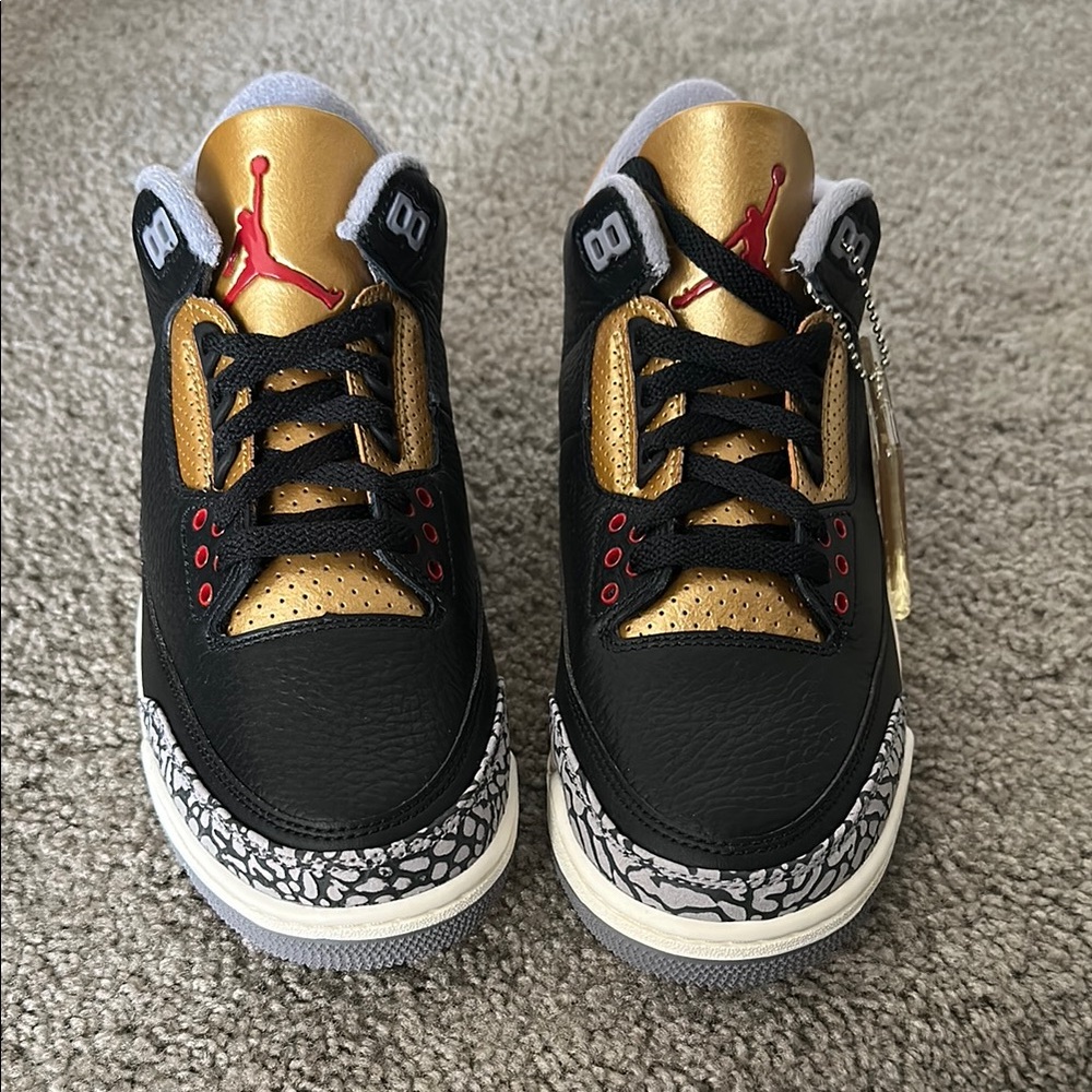 Women's 'Black Gold' Retro Jordan 3's (8.5)